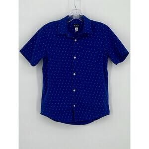 The Children’s Place Boys Palm Tree Button Down Shirt Blue 100% Cotton XL 14